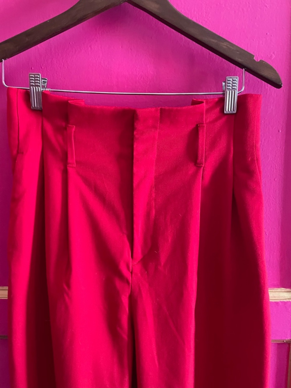 H&M Red High-Waist paper bag Tapered women’s Pants size 6 - Picture 3 of 4